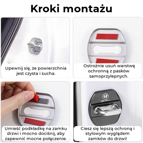 Ochronne Nakładki na Zamek Drzwi Samochodu | 4 sztuki