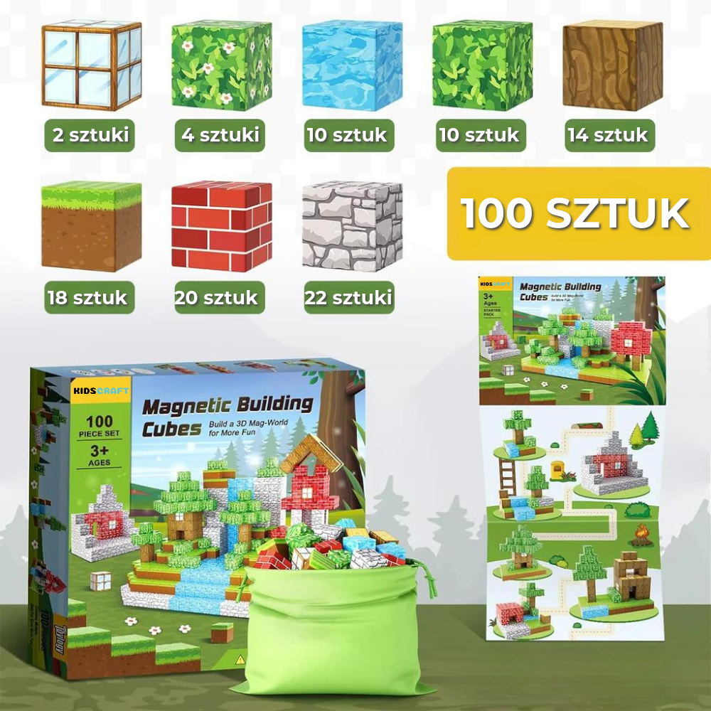 Zestaw magnetycznych bloków Minecraft
