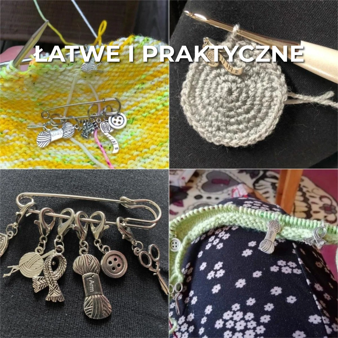 Markerki do robótek na drutach i szydełku | 6 sztuk + agrafka