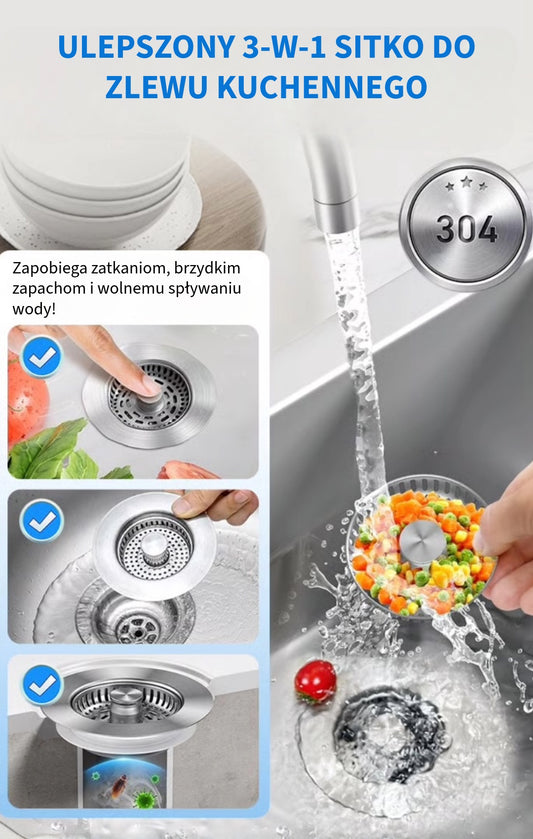 3-w-1 Sitko do Zlewu Kuchennego