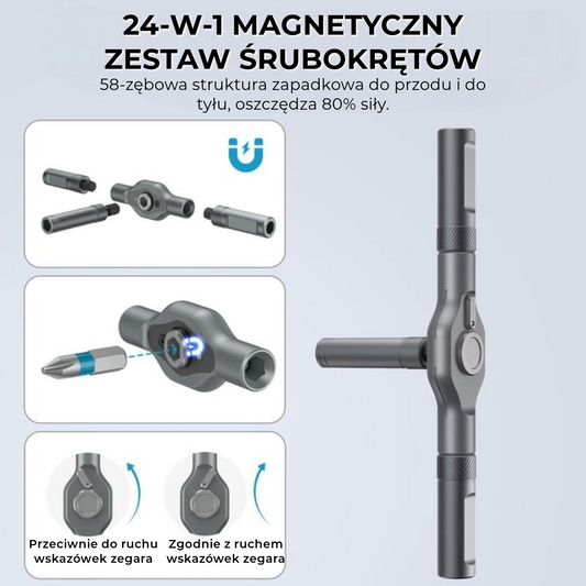 Profesjonalny 24-w-1 Magnetyczny Zestaw Śrubokrętów