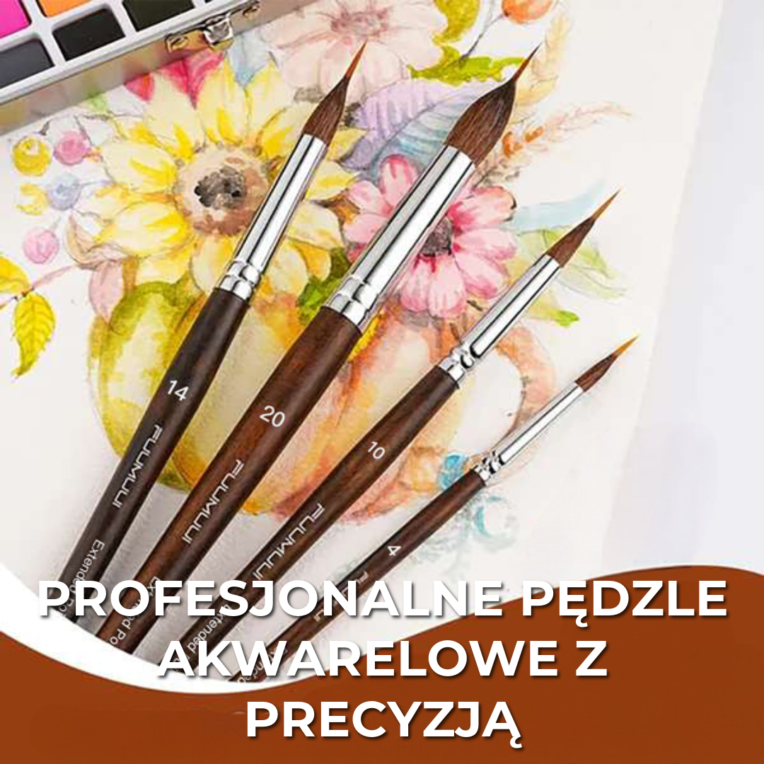 Profesjonalne Pędzle Akwarelowe z Precyzją | 4 Sztuki