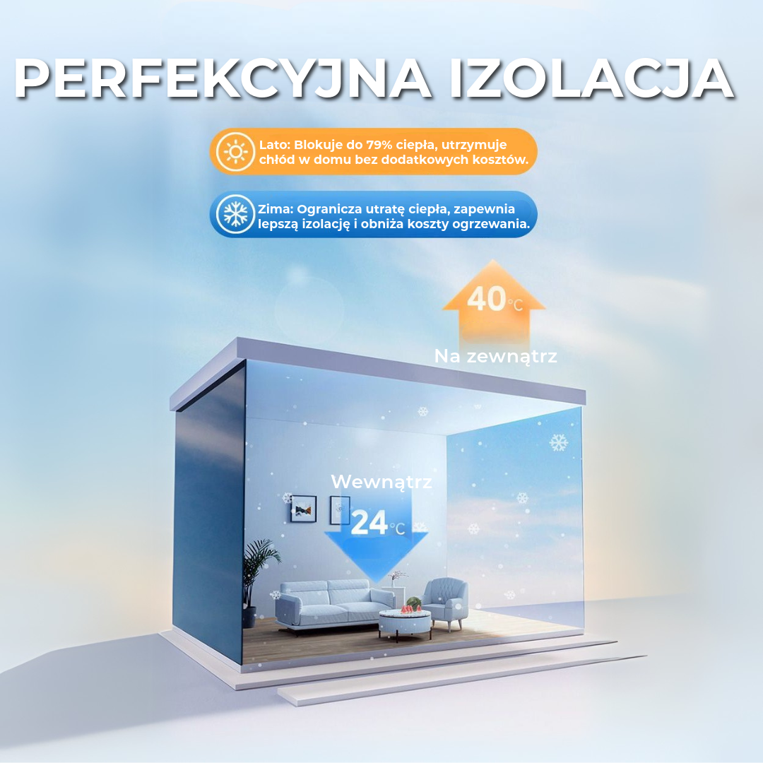 Termoizolacyjna osłona okienna zapewniająca prywatność