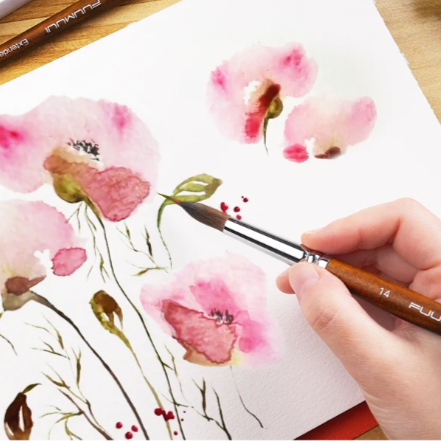 Profesjonalne Pędzle Akwarelowe z Precyzją | 4 Sztuki