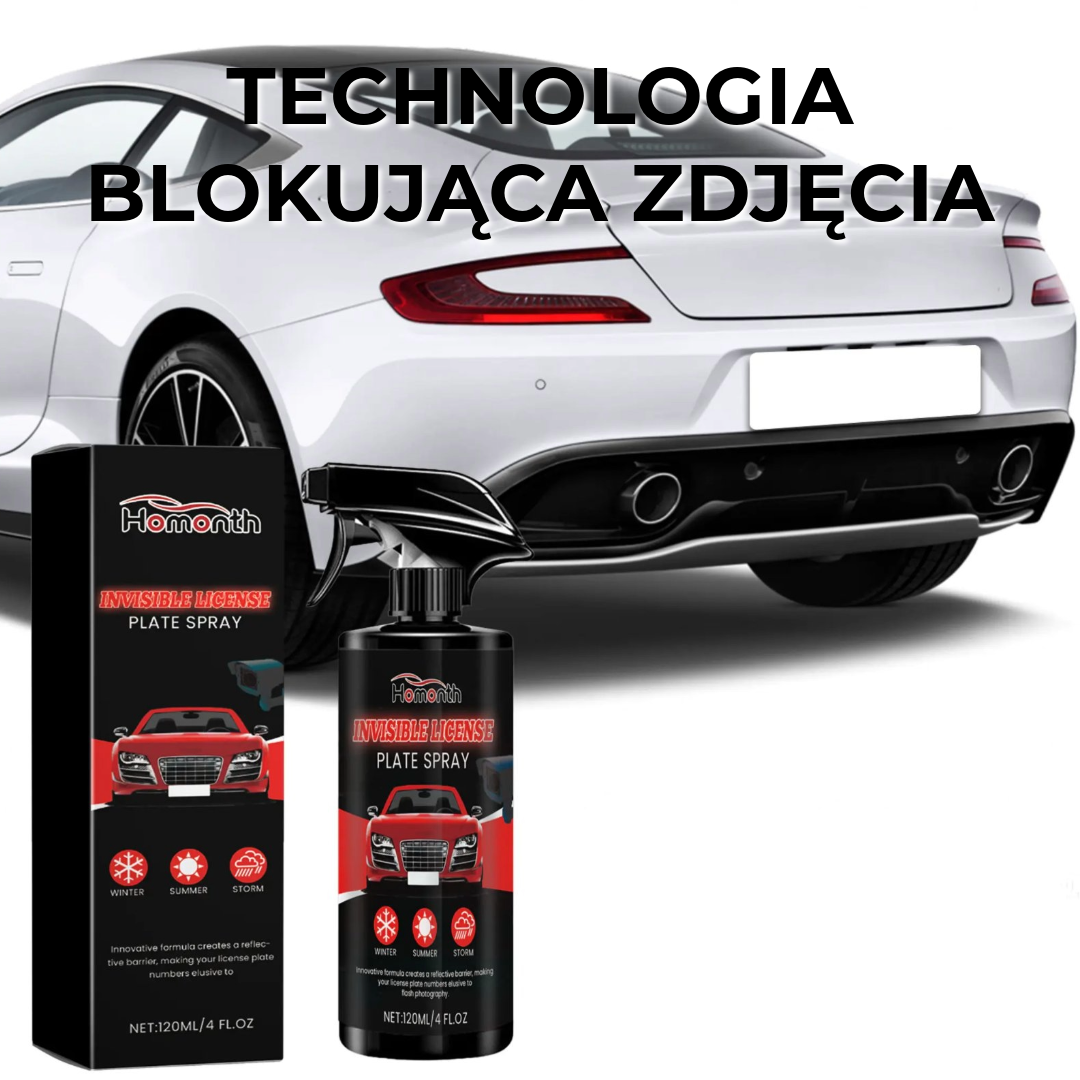 Niewidzialny spray na tablice rejestracyjne