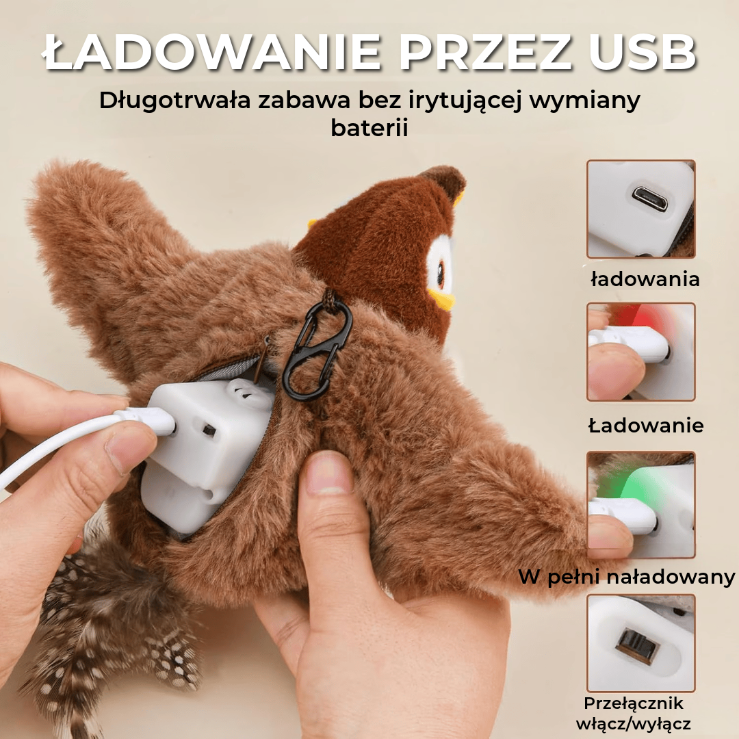 Interaktywna zabawka dla kota w kształcie ptaka