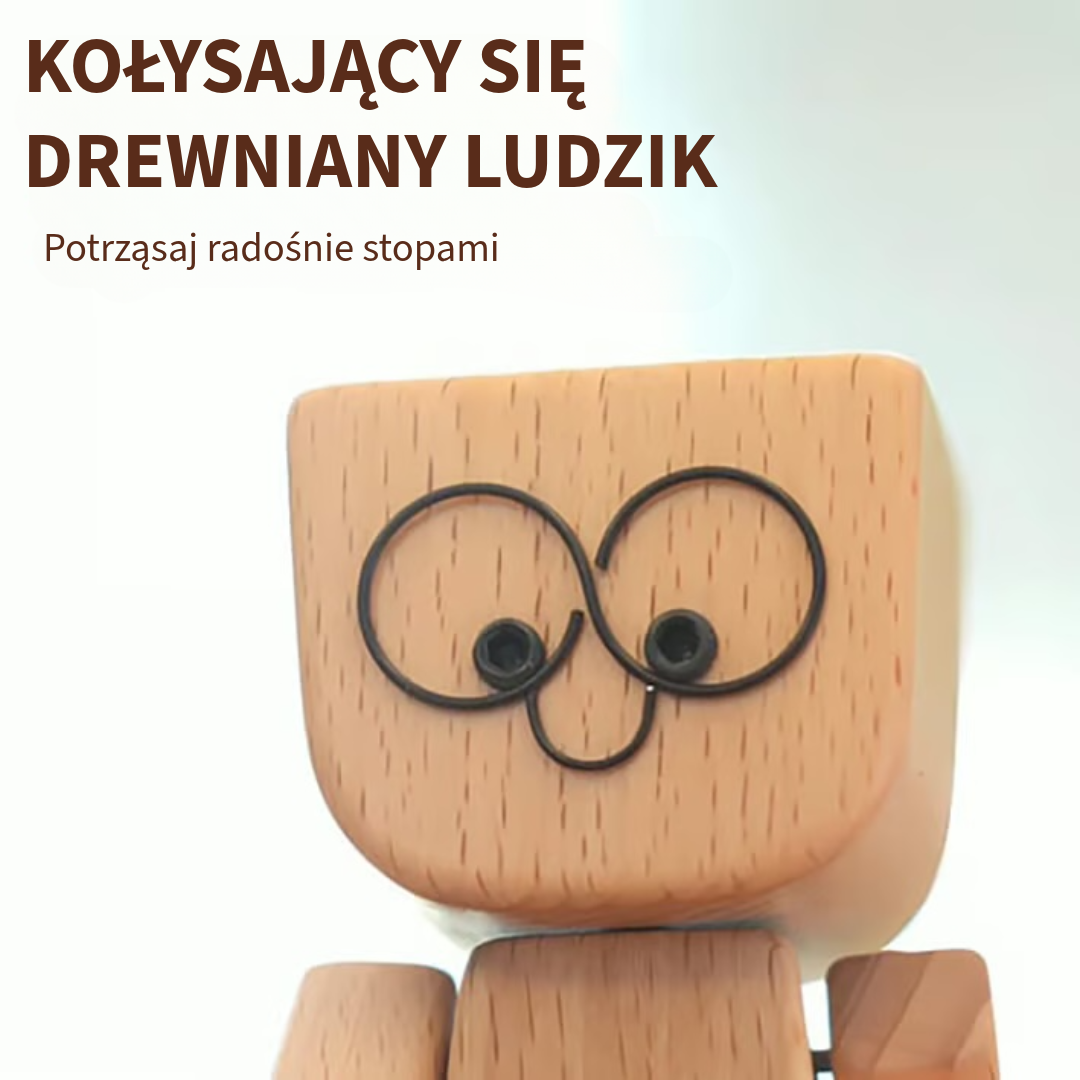 Urocza drewniana figurka – 12 wyrazów twarzy